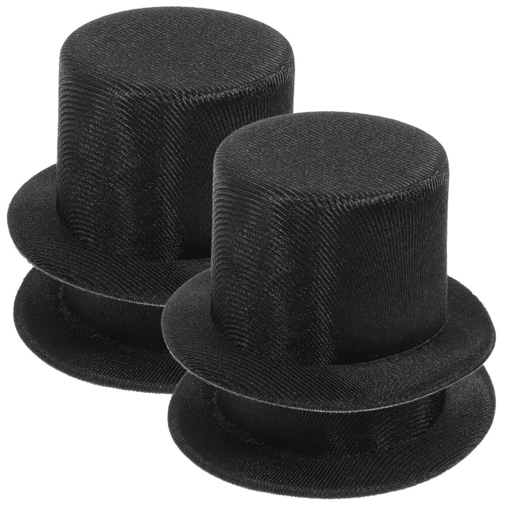 9753 Small Top Hat, 4PCS Christmas Snowman Mini Top Hat, Bear Mini Cylinder